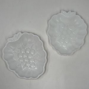 Vintage Milk Glass Grape Cluster Catchall Trinket Dish